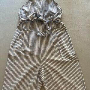NWT Greylin Striped Wide Leg Chambray Jumpsuit